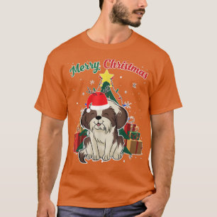 Camiseta Shih Tzu Christmas Tree Flakes Flakes Xmas Apresen