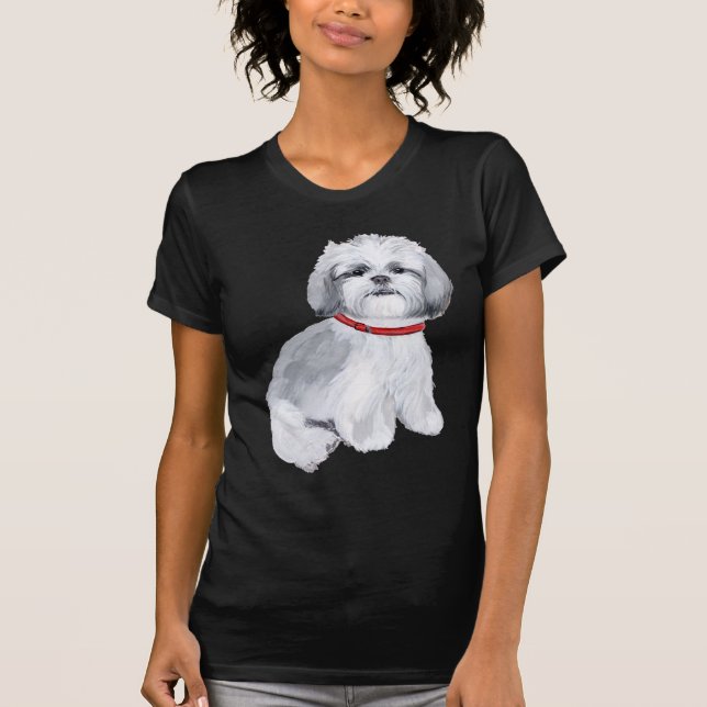 Camiseta Shih Tzu Cinza e Branco (Frente)