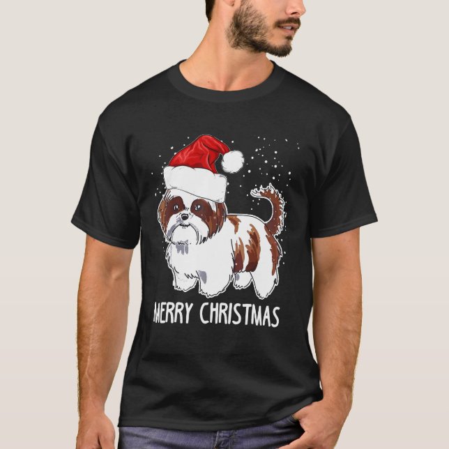 Camiseta Shih Tzu Cog Cute de Natal (Frente)