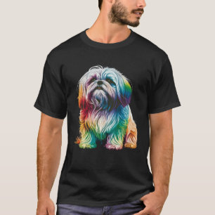 Camiseta Shih Tzu Colorida Pop Tie Dye TriColor Rainbow