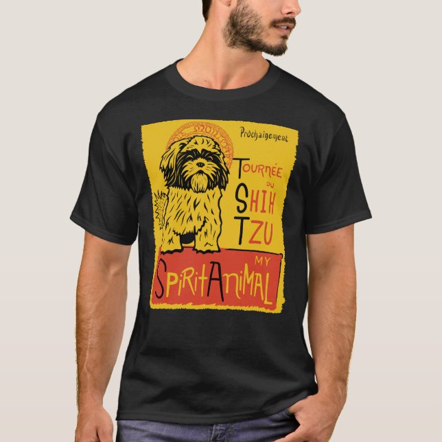 Camiseta Shih Tzu Cute Dog Chat Noir Mashup (Frente)