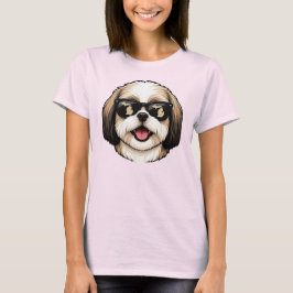 Camiseta Shih Tzu de Michigan Usando Óculos de Sol