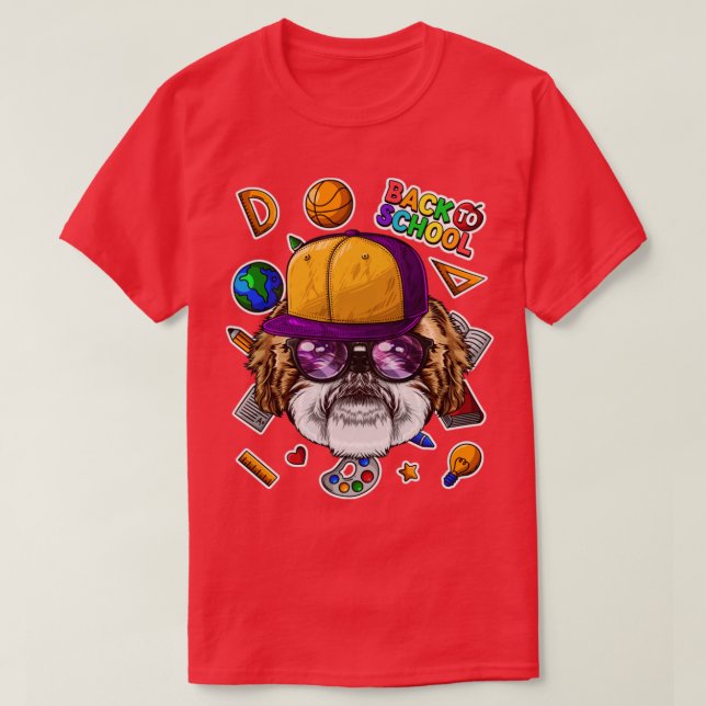 Camiseta Shih Tzu De Volta À Escola No Primeiro Dia Do Cach (Frente do Design)