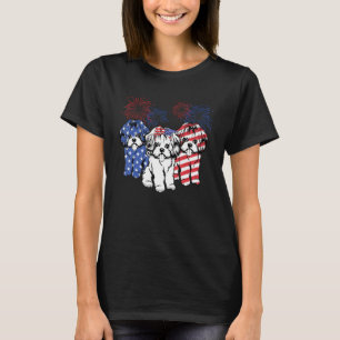 Camiseta Shih Tzu Dog American Flag Dog 4 De Julho Firewo