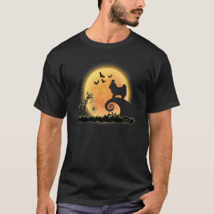 Camiseta Shih Tzu Dog E A Lua Assustam O Fato De Halloween