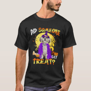 Camiseta Shih Tzu Dog Halloween Alguém Disse Tratar