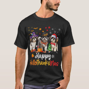 Camiseta Shih Tzu Dog Halloween Natal Feliz Halloobrigada