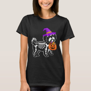 Camiseta Shih Tzu Dog Halloween Sky Skeleton Trick Ou Trea