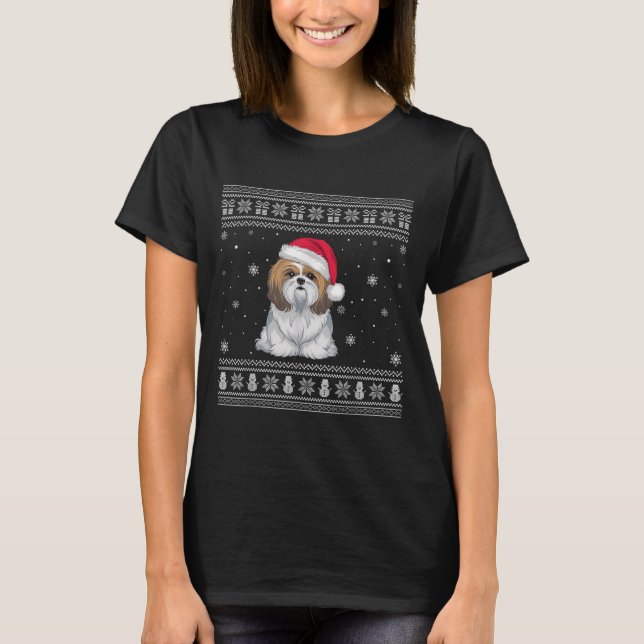 Camiseta Shih Tzu Dog Lovers Men Women Santa Ugly Xmas Swea (Frente)