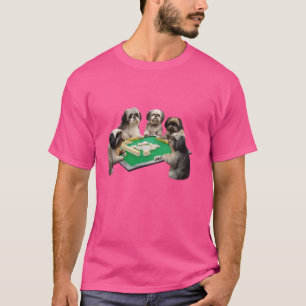 Camiseta Shih Tzu Dog Mahjong T-shirt engraçada - Letra Cac