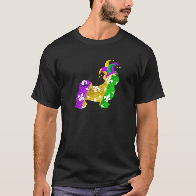 Camiseta Shih Tzu Dog Mardi Gras Carnavais Engraçados Puppy (Frente)