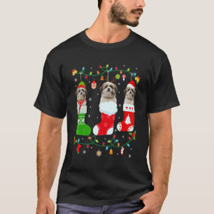Camiseta Shih Tzu Dog Três Meias De Natal Doce Xmas Do