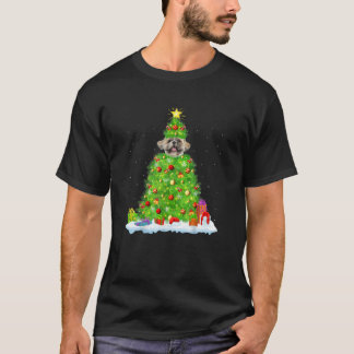 Camiseta Shih Tzu Dog Xmas Lighting Tree Funny Shih Tzu Chr