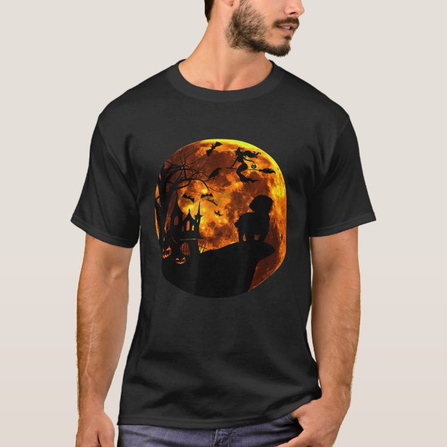 Camiseta Shih Tzu E O Figurino De Halloween Da Lua (Frente)