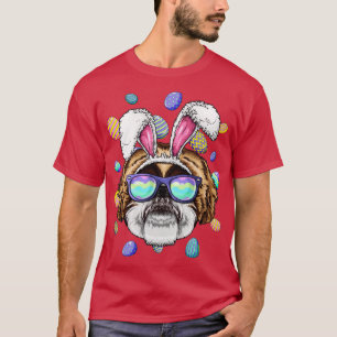 Camiseta Shih Tzu Easter Bunny Ears Cachorro Engraçado Ovos