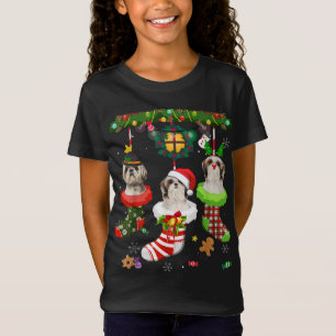 Camiseta Shih Tzu Em Meias Natal Santa Hat Luzes De Natal