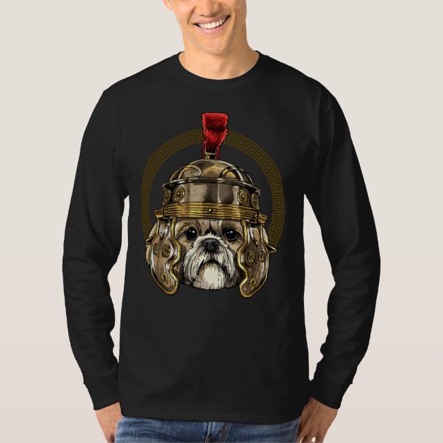 Camiseta Shih Tzu Em Roman Helmet Centurion Legionnaire Dog (Frente)