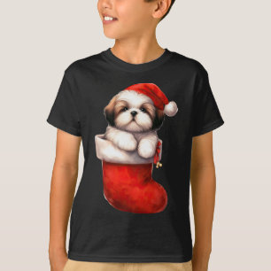 Camiseta Shih Tzu Em Sock Christmas Santa Hat Xmas Dog Love