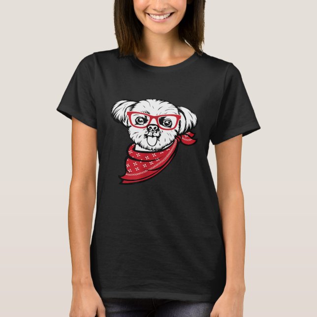 Camiseta Shih Tzu Face Com Óculos (Frente)