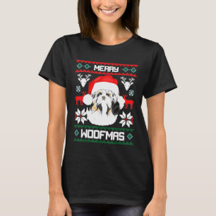 Camiseta Shih Tzu Feliz Woofmas Para O Cachorro Leão De Nat