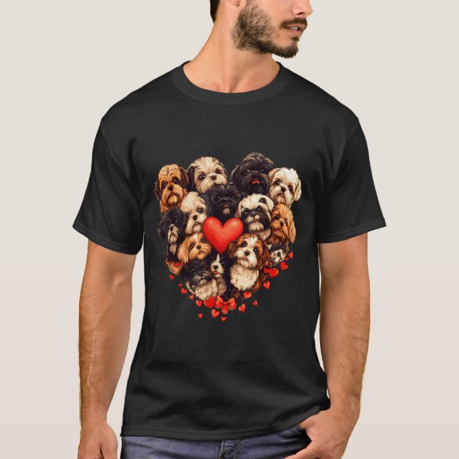 Camiseta Shih Tzu Heart-shaped Cute Shih Tzu Valentines Day (Frente)