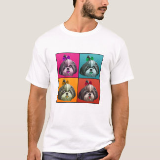 Camiseta Shih Tzu Ilustração Estilo De Arte Pop Para Amante