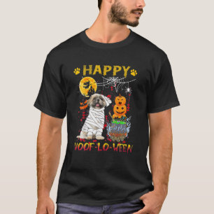 Camiseta Shih Tzu Mummy Happy Woof-Lo-Ween Halloween Pumpki