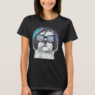 Camiseta Shih Tzu Nos Óculos De Galáxia No Espaço De Astron
