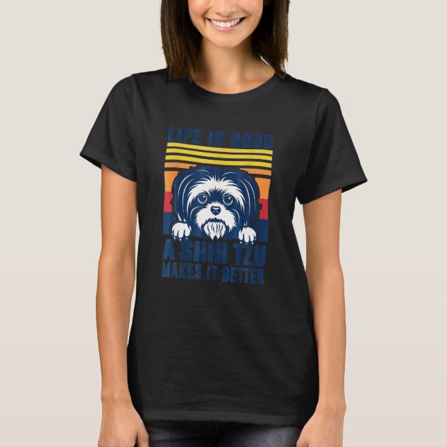 Camiseta Shih Tzu Oferece Para Homens Mulheres Shitzu Cacho (Frente)