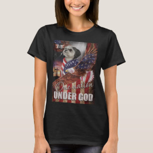 Camiseta Shih Tzu One Nation Sob Deus Bandeira Shih Tzu