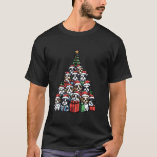Camiseta Shih Tzu Papai noel Árvore de Natal Engraçado Cach