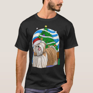 Camiseta Shih Tzu Papai noel Decoração de Ornamento de Á