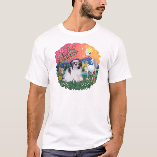 Camiseta Shih Tzu (preto e branco #1) (Frente)
