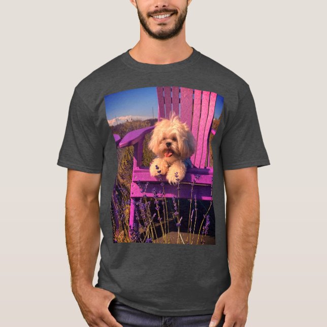 Camiseta Shih Tzu Relaxing Adirondak Chair, Dog Days Summer (Frente)