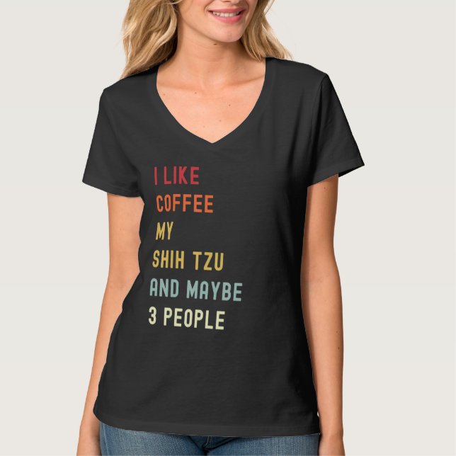 Camiseta Shih Tzu Retro Dog E Café (Frente)