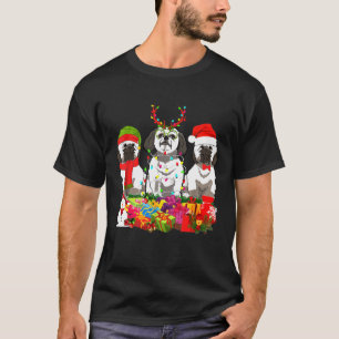 Camiseta Shih Tzu Santa Hat Dog Xmas Tree Lights