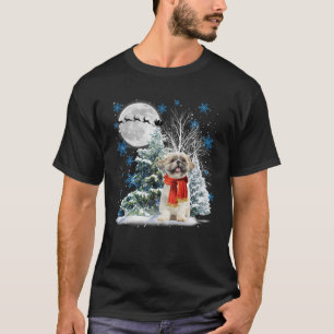 Camiseta Shih Tzu Sob Moonlight Snow Christmas Pajama Swe