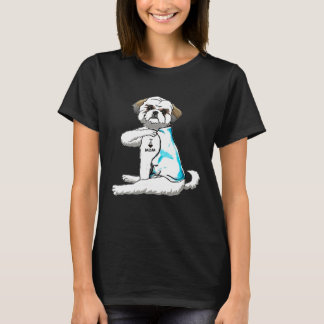 Camiseta Shih Tzu Tattoos Eu Amo A Mãe Sentada Dia de as mã