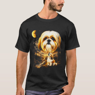 Camiseta Shih tzu uivando para a lua retrô anos 90 cachorro