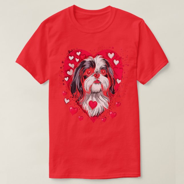 Camiseta Shih Tzu Valentine Day (Frente do Design)