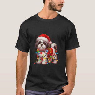 Camiseta Shih Tzu Xmas Satã Costume Para O Cachorro Do Love