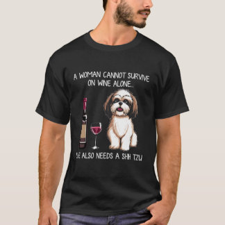 Camiseta Shihzu and wine Funny Dog retro