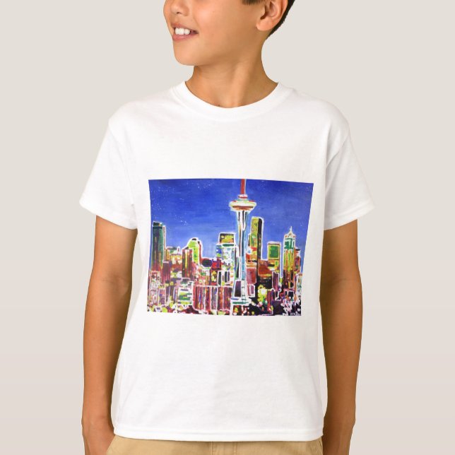 Camiseta Shimmerling Skyline Of Seattle Com Agulha Espacial (Frente)