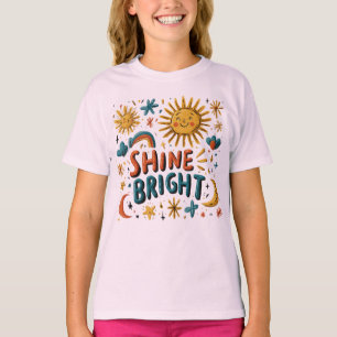 Camiseta Shine Bright Sun & Rainbow Doodle T Shirt - Positi