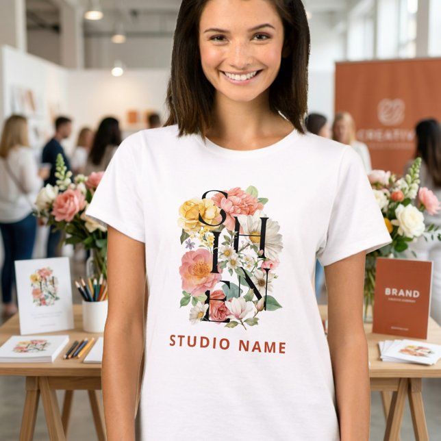 Camiseta SHINE Floral Creative Studio Name Corporate (Criador carregado)