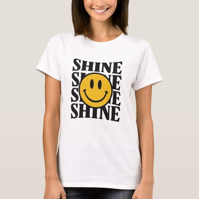 Camiseta SHINE Retro Smiley Face Bold Typography T-Shirt (Frente)