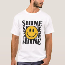SHINE Retro Smiley Face Bold Typography T-Shirt