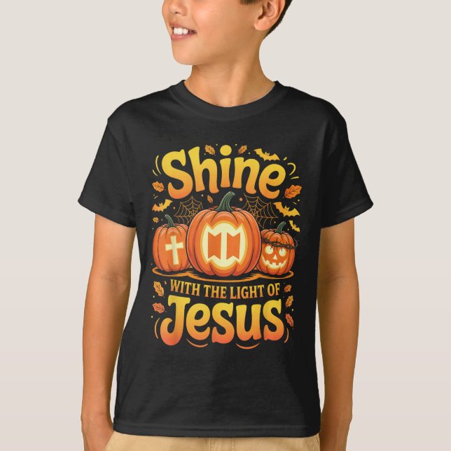 Camiseta Shine With The Light Of Jesus Christian Halloween  (Frente)