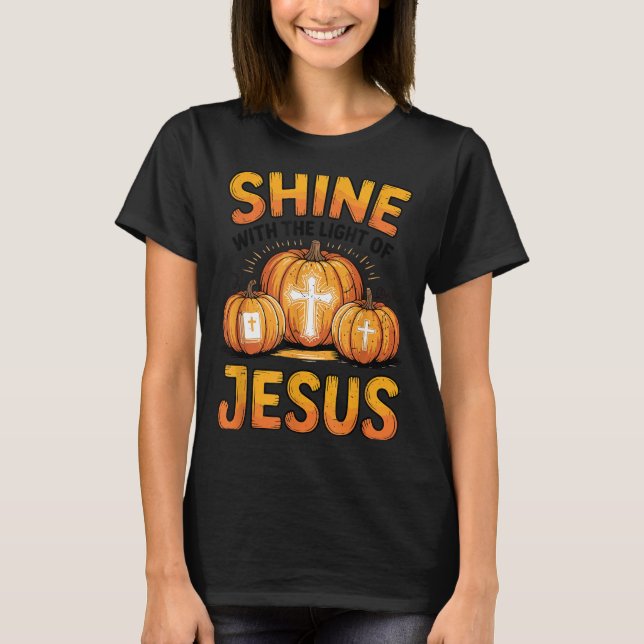 Camiseta Shine With The Light Of Jesus Halloween Christian  (Frente)
