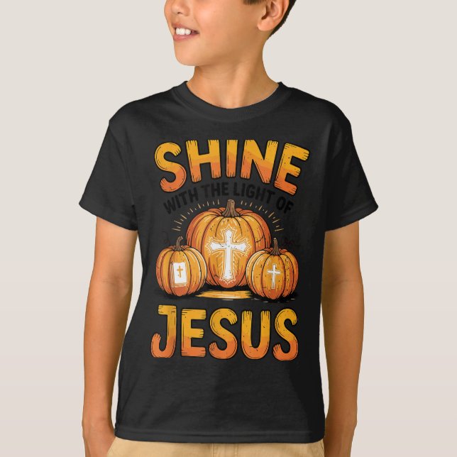 Camiseta Shine With The Light Of Jesus Halloween Christian  (Frente)